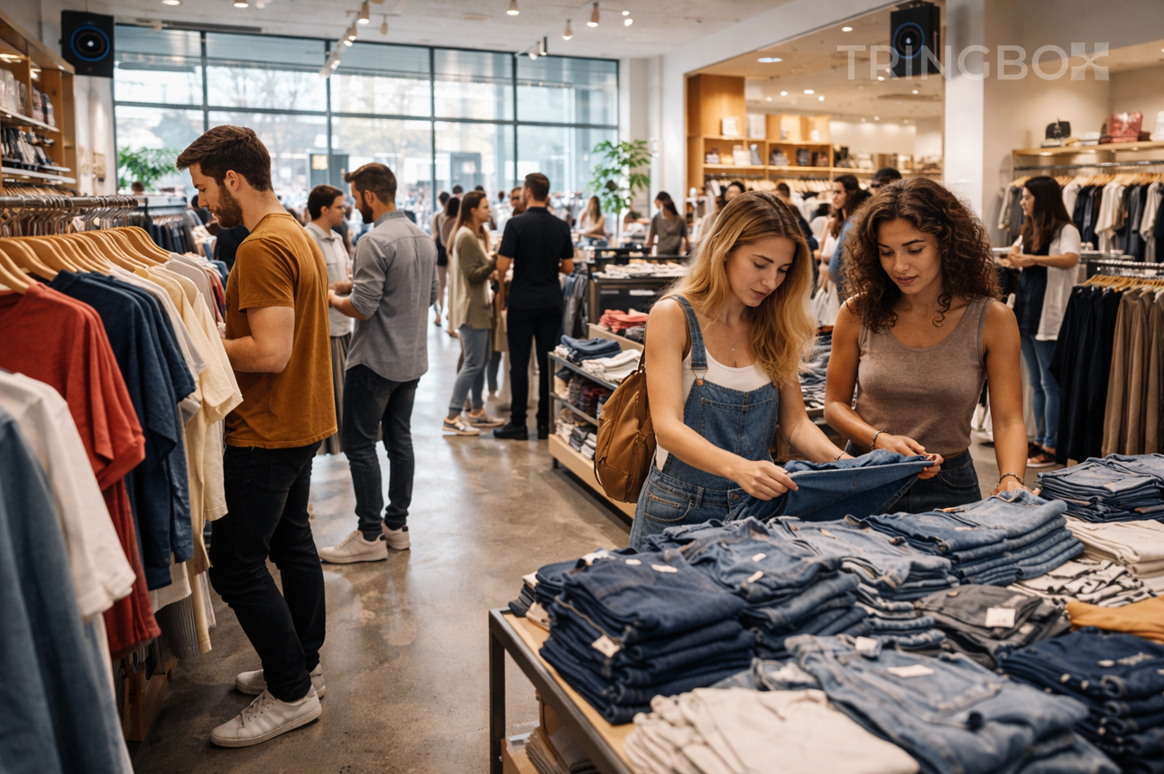 Retail analytics dashboard forecasting foot traffic integrated with AI adaptive in-store music system