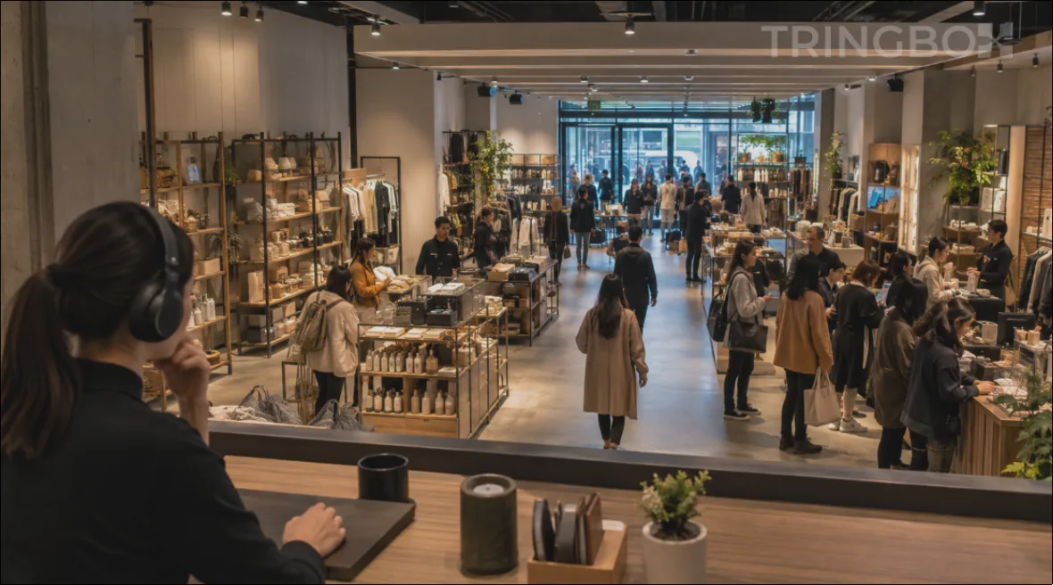 A visualization of behavioral science data intersecting with retail store music curation and customer journey mapping.
