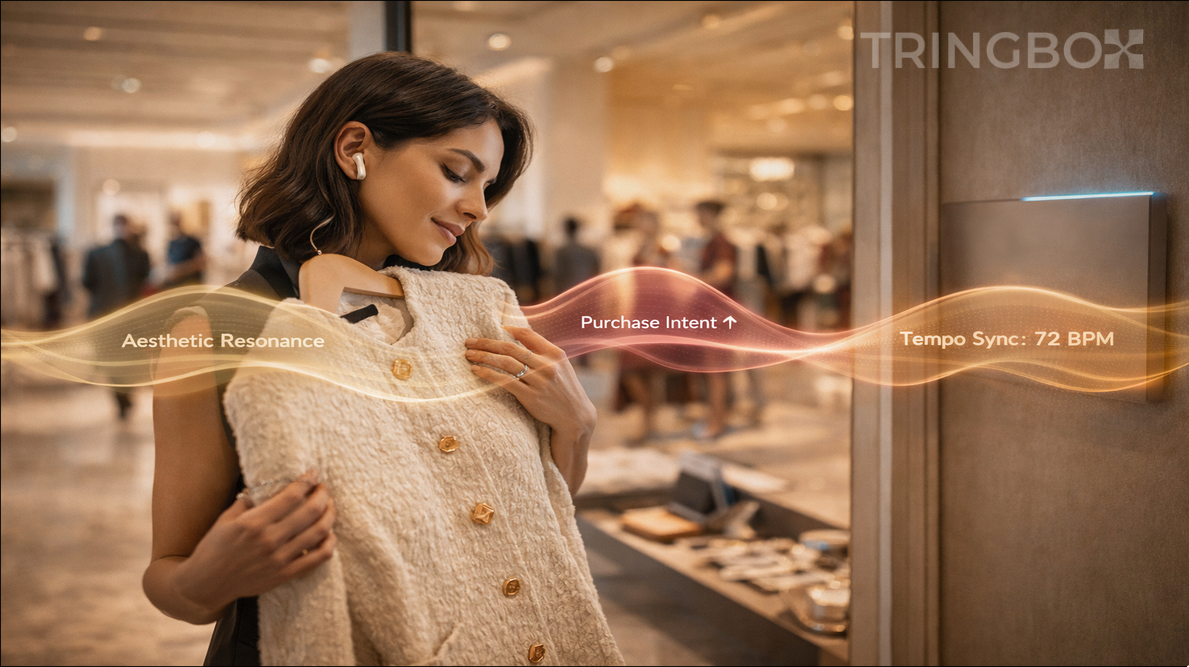 A high-end modern fashion boutique with elegant lighting and a premium sensory atmosphere.