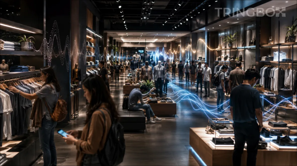 A modern, hyper-sleek retail store interior with high-end architectural lighting, symbolizing the displacement of obsolete analog technology by premium AI automation.